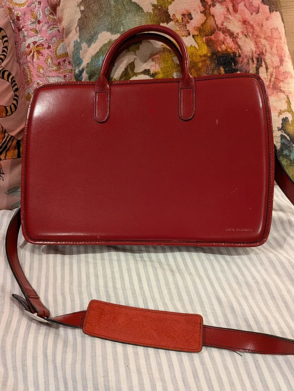 Jack Georges Red Leather Top-Handle Briefcase